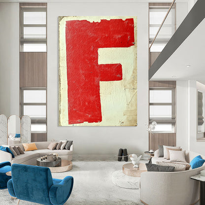 Red “F” on White Art for Retro - Style Bookstore & Industrial - Chic Home Study STSC1415