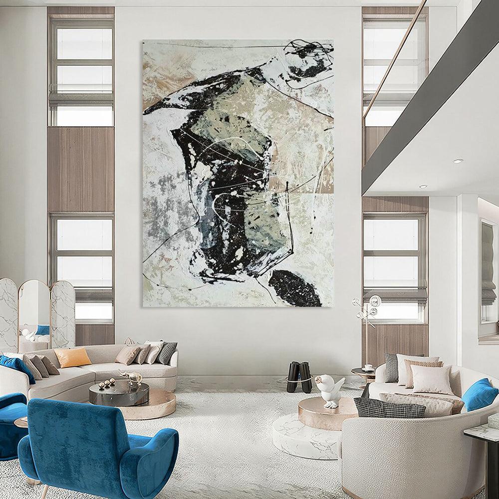 Black - White Line Abstract Art for Living Room & Modern Office DLZ0559