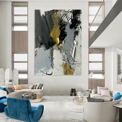 Gray - Black - Gold Abstract Art for Corporate Boardroom & Upscale Home Library DLZ1674