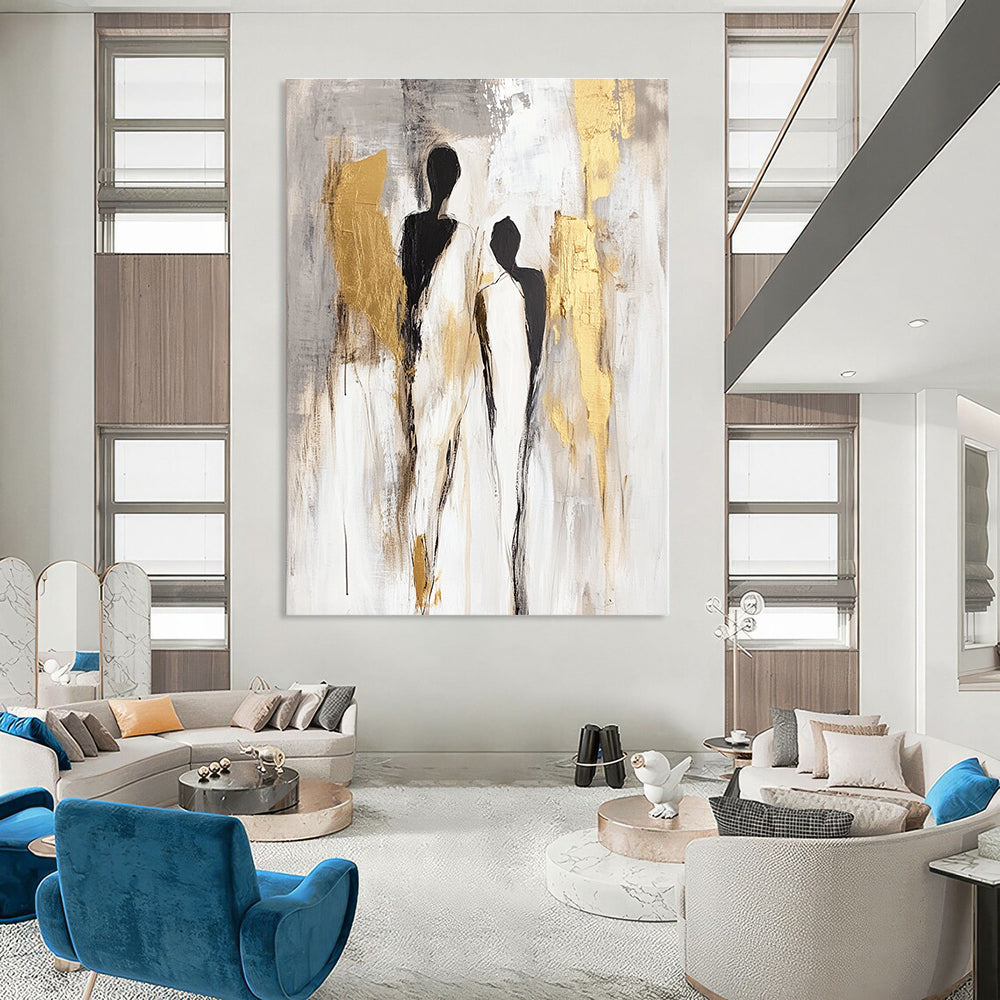 Abstract Figures with Gold Accents for Modern Living Room & Luxury Hotel Suite STSC440