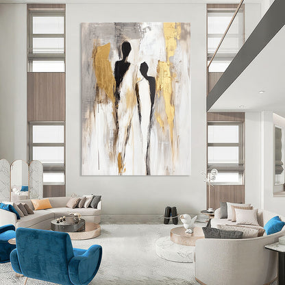 Abstract Figures with Gold Accents for Modern Living Room & Luxury Hotel Suite STSC440