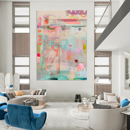 Fresh Collage Abstract Art for Beach House Bedroom Accent Walls DLZ0089