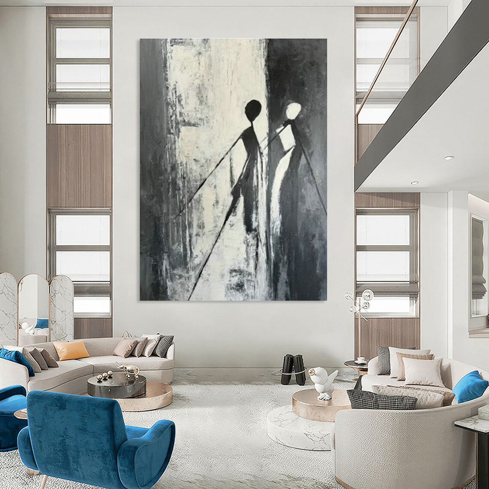 Abstract Black and White Figures Art for Art Gallery & Dance Studio DLZ0628