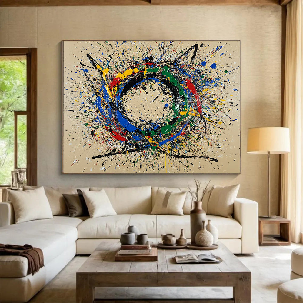 Colorful Splatter Circle Art for Modern Playroom & Creative Studio SC331