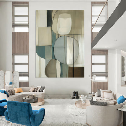 Beige and Blue Abstract Forms Art for Scandinavian - Style Bedroom & Contemporary Art Gallery STSC1321
