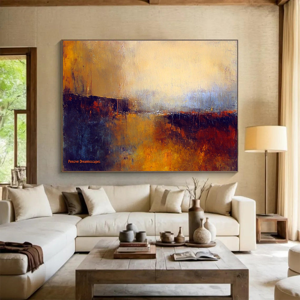 Pensive Landscape Abstract Art for Literary Study & Contemplative Bedroom SC338
