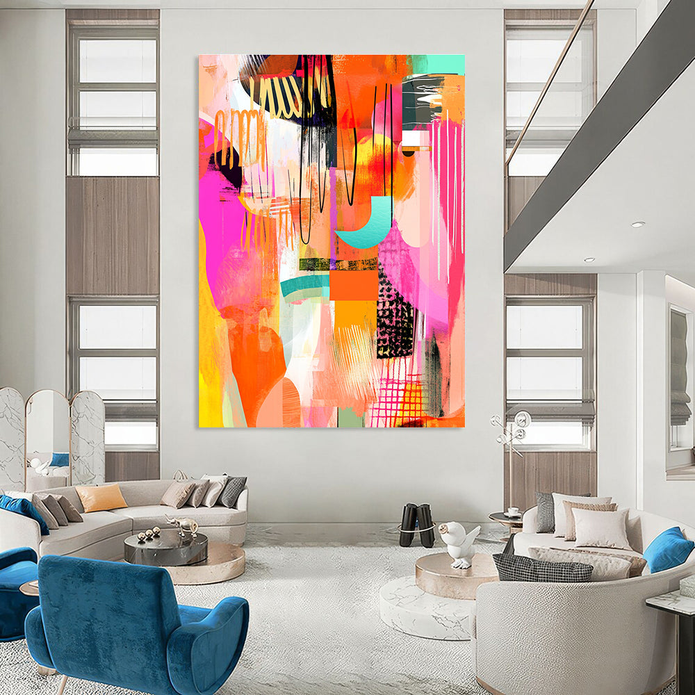 Lively Colorful Abstract Art for Playroom & Creative Studio STSC046