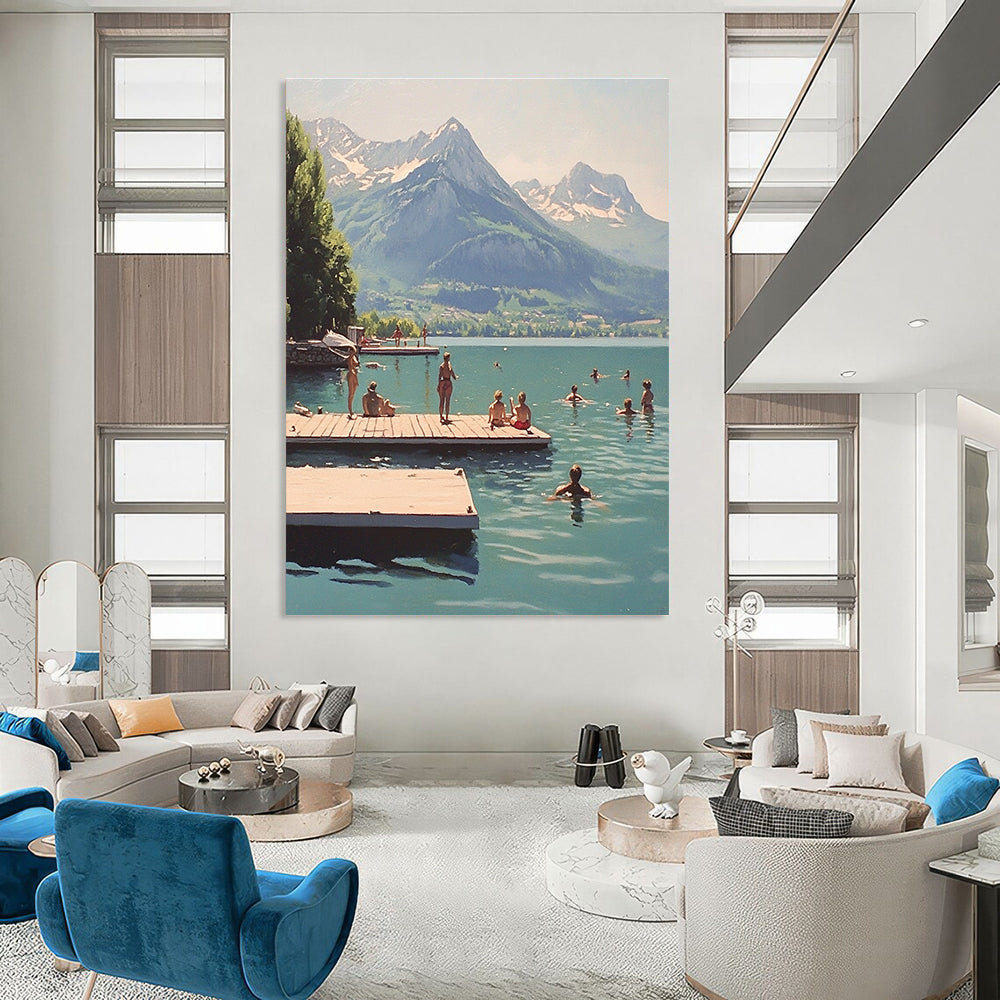 People Swimming by the Mountains for Lakeside Vacation Home & Community Center STSC878