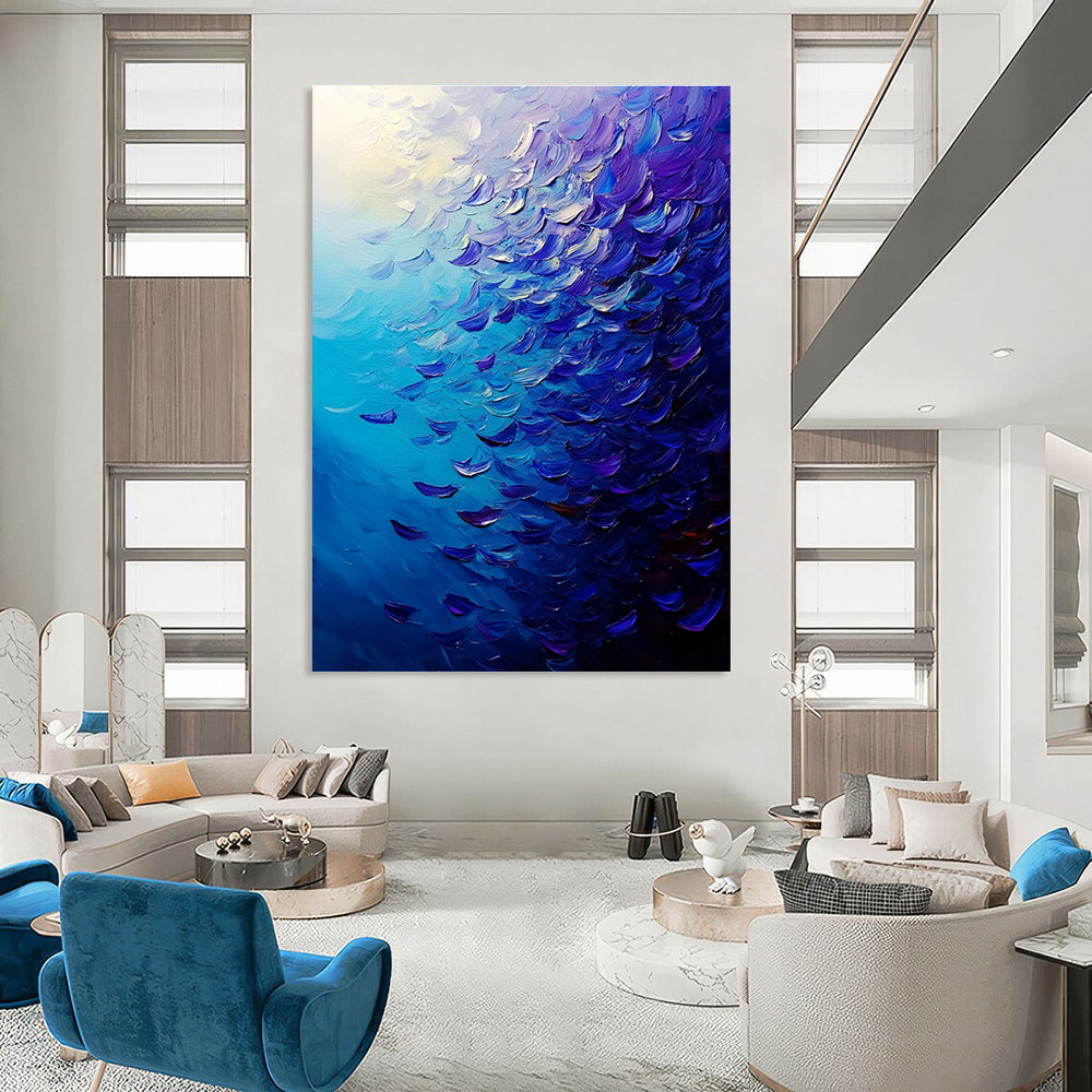 Blue and Purple Textured Abstract for Creative Studio & Trendy Hotel Room STSC866