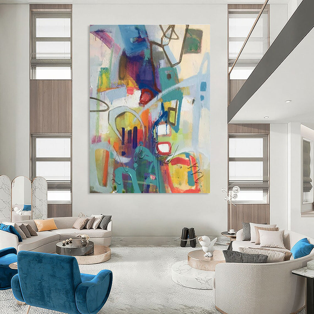 Colorful Geometric Abstract Art for Art School Classroom & Trendy Coworking Space DLZ1774