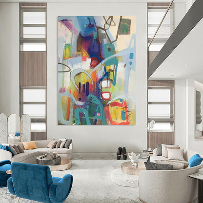 Colorful Geometric Abstract Art for Art School Classroom & Trendy Coworking Space DLZ1774
