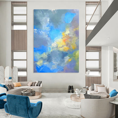 Blue - Yellow Abstract Art for Living Room & Cottage DLZ0336