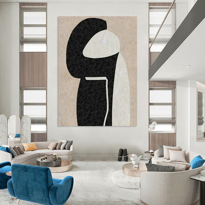 Beige - Black Abstract Figure Art for Chic Boutique & Minimalist Home Bedroom DLZ2039