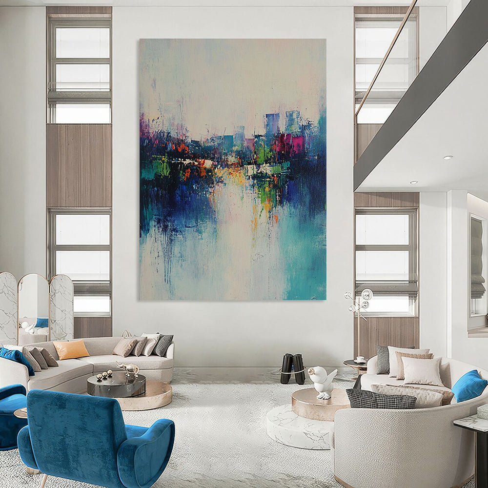 Abstract Cityscape with River for Modern Living Room & Travel - Lover’s Lounge STSC562