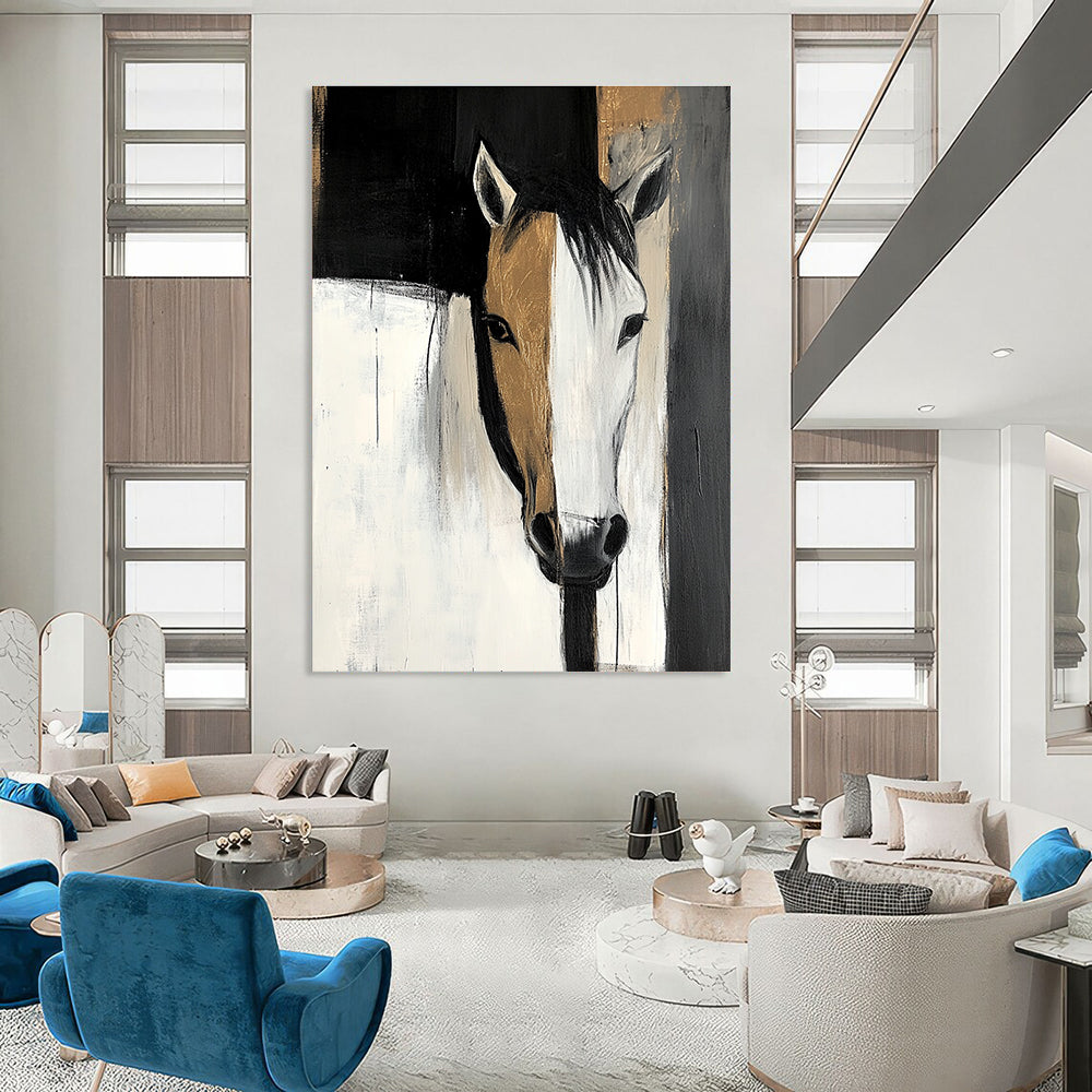 Two - Toned Horse Portrait for Rustic Home Décor & Equestrian - Themed Studio STSC214
