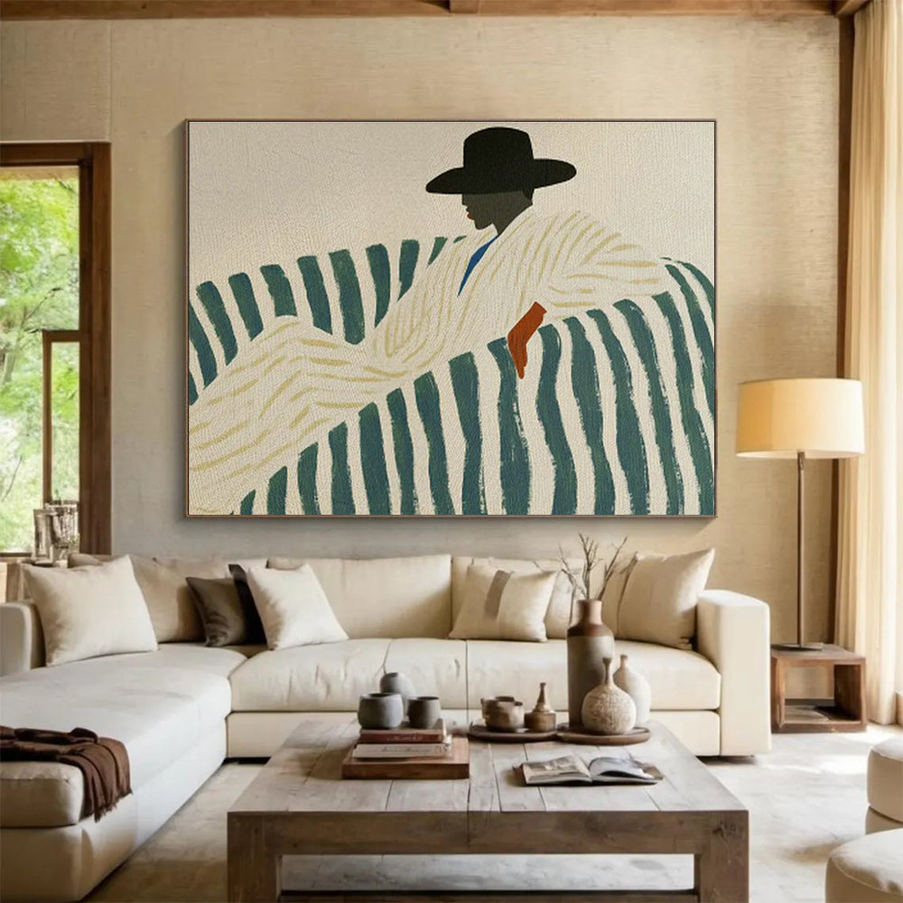 Striped Sofa Figure Art for Mid - Century Modern Living Rooms DLZ2613