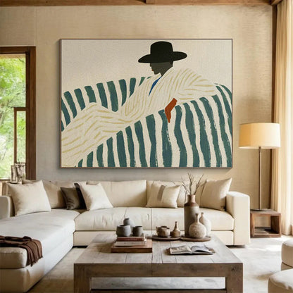Striped Sofa Figure Art for Mid - Century Modern Living Rooms DLZ2613