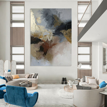 Gold, Brown & Gray Abstract Art for Rustic Winery Tasting Room & Luxury Boutique DLZ1024