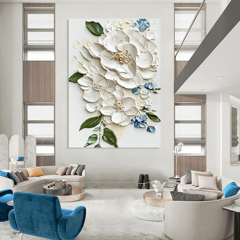 White and Blue Flower Art for Shabby - Chic Nursery & Afternoon Tea Salon DLZ1395