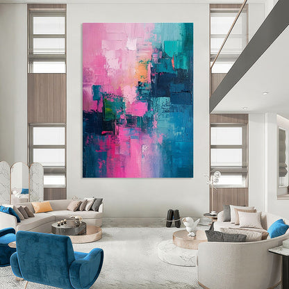 Pink - Blue Abstract Art for Bohemian Boutique Hotel & Creative Studio DLZ1909