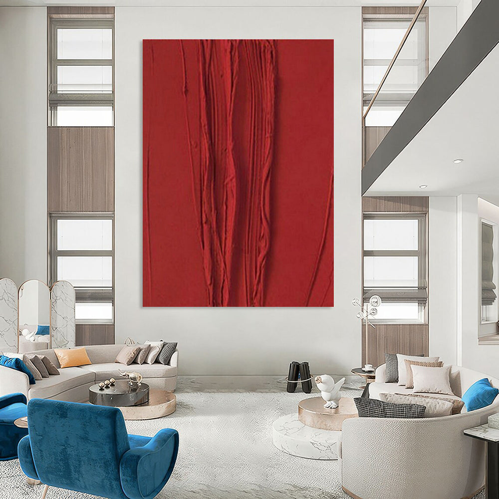 Red Textured Abstract Art for Modern Restaurant & Bold Home Office DLZ1973