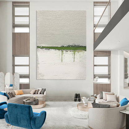 Green Drip on White Art for Minimalist Home & Contemporary Art Space STSC1094