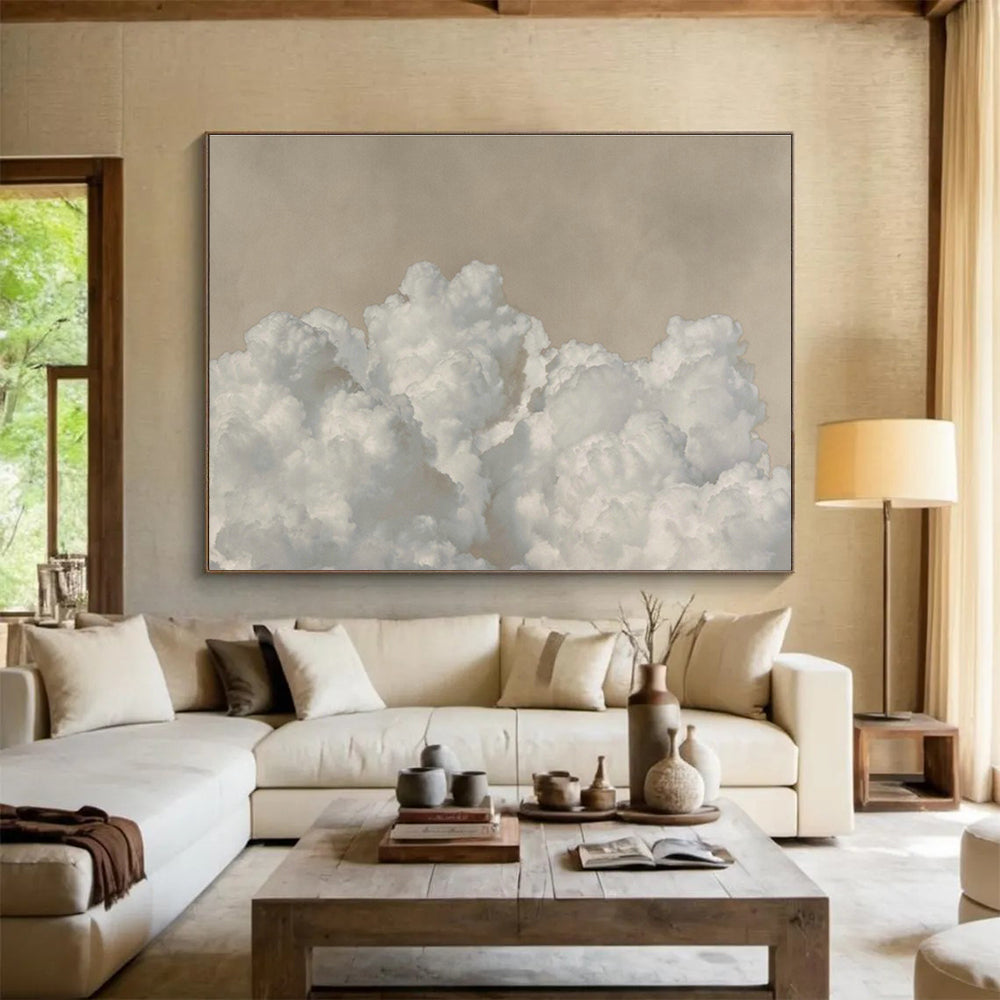 Minimalist Cloud Oil Painting for Scandinavian - Style Bedrooms DLZ2510