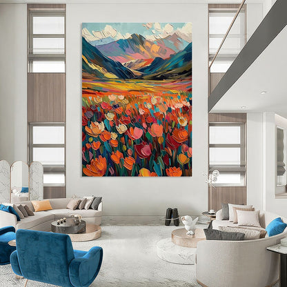 Colorful Mountain Field Art for Ski Lodge & Adventure Café DLZ2297