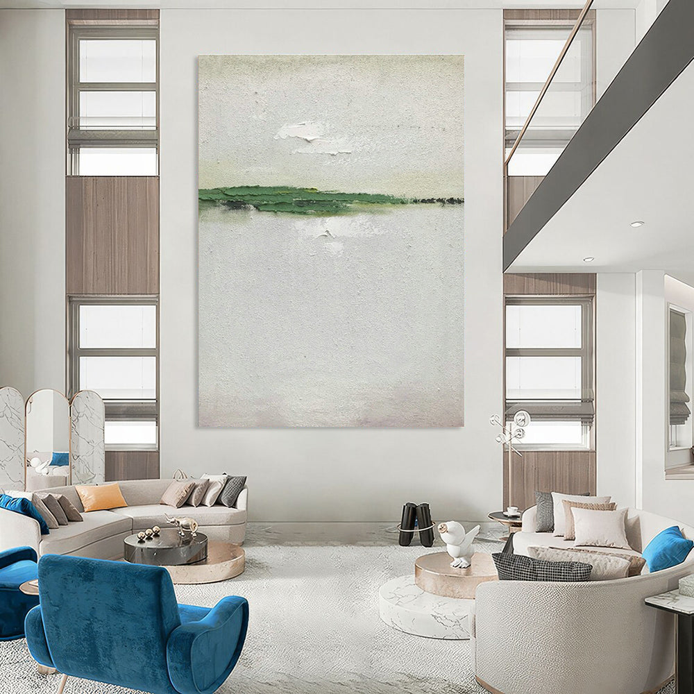 Minimalist Green - White Abstract Art for Nature - Inspired Spa & Scandinavian Bedroom DLZ0802