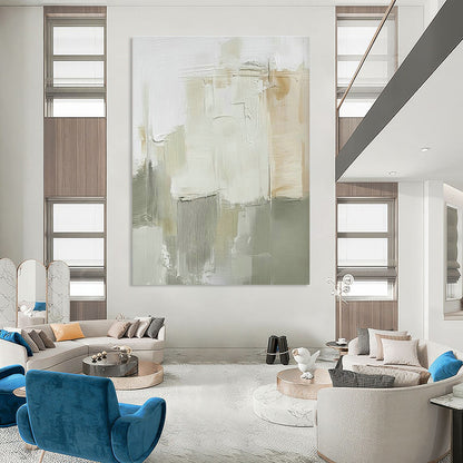 Beige - Gray Abstract Blocks Art for Neutral - Toned Café & Minimalist Study DLZ0713