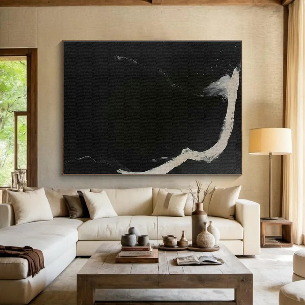 Black - White Ink - like Abstract Art for Zen - Inspired Living Rooms DLZ2526