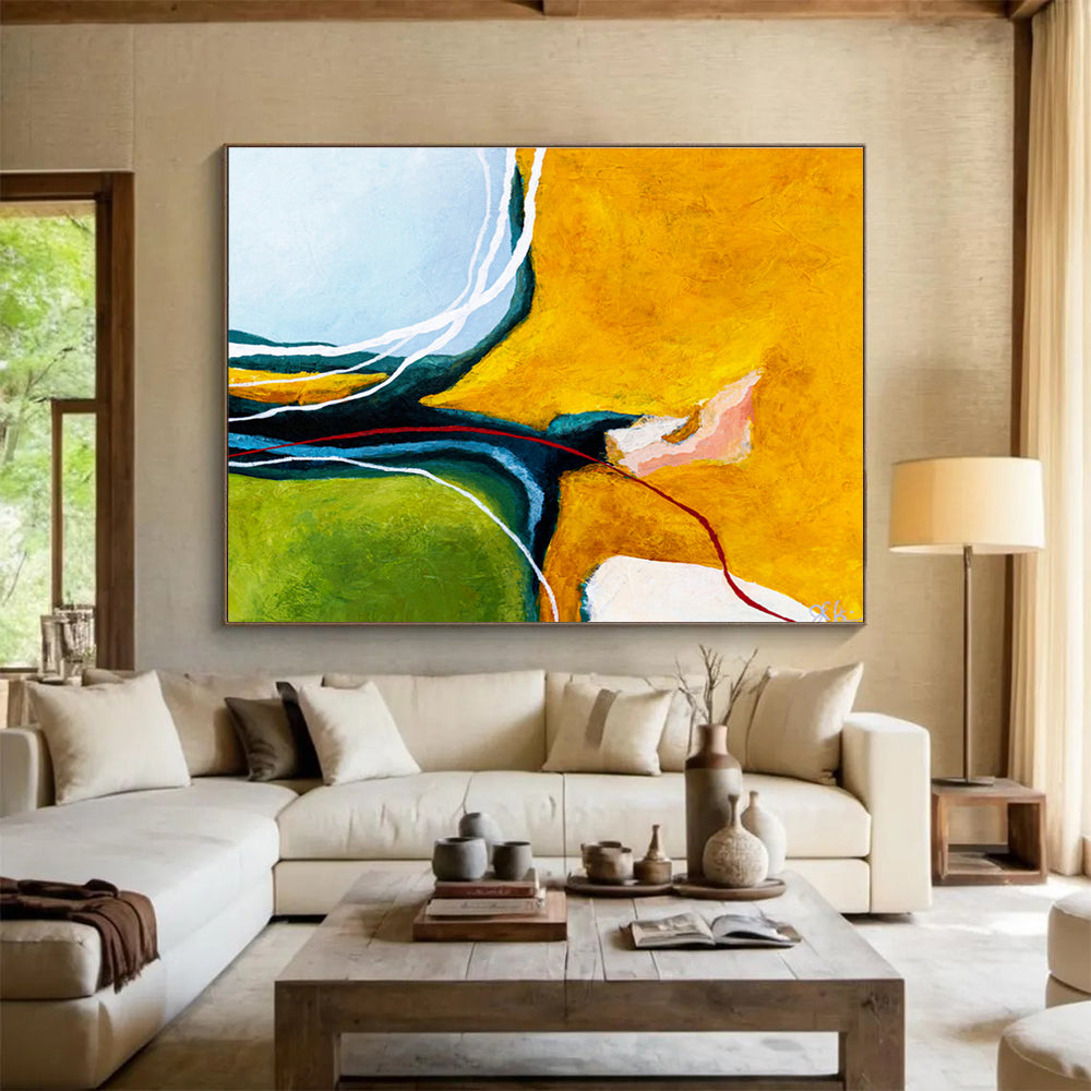 Yellow - Blue Intertwined Abstract for Modern Living Room DLZ2936