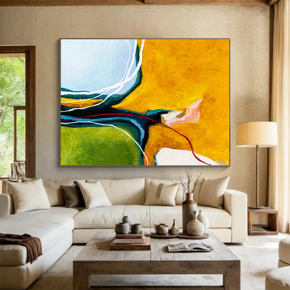 Yellow - Blue Intertwined Abstract for Modern Living Room DLZ2936
