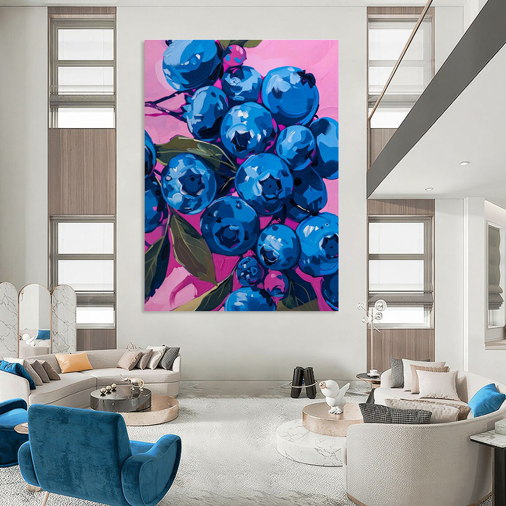 Realistic Blueberry Oil Painting for Fruit Shop & Gourmet Kitchen DLZ0653