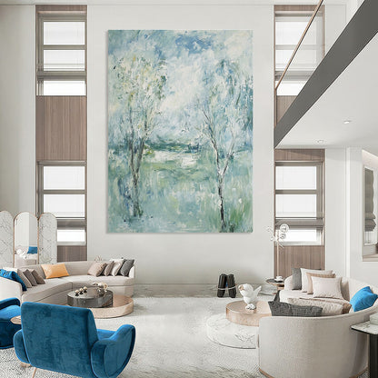 Light Blue and Green Abstract Landscape for Coastal Cottage & Relaxing Spa STSC352