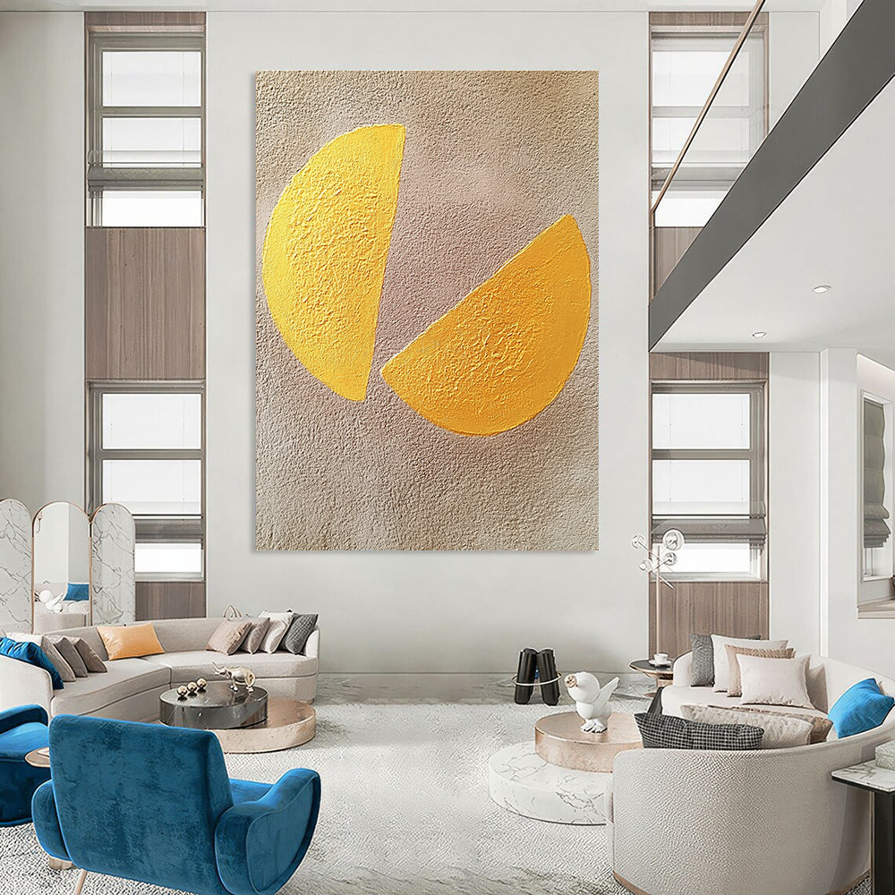 Yellow Semicircles Playful Abstract Art for Child’s Bedroom & Cheerful Home Kitchen STSC1456