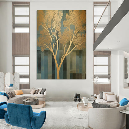Gold Tree Abstract Art for Modern Home Entrance & Corporate Wellness Area DLZ1709