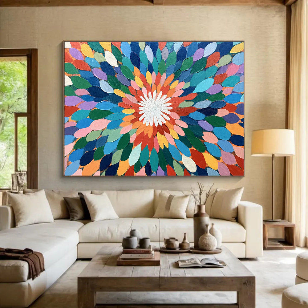 Colorful Flower Mandala Art for Bohemian - Style Home & Yoga Studio SC526