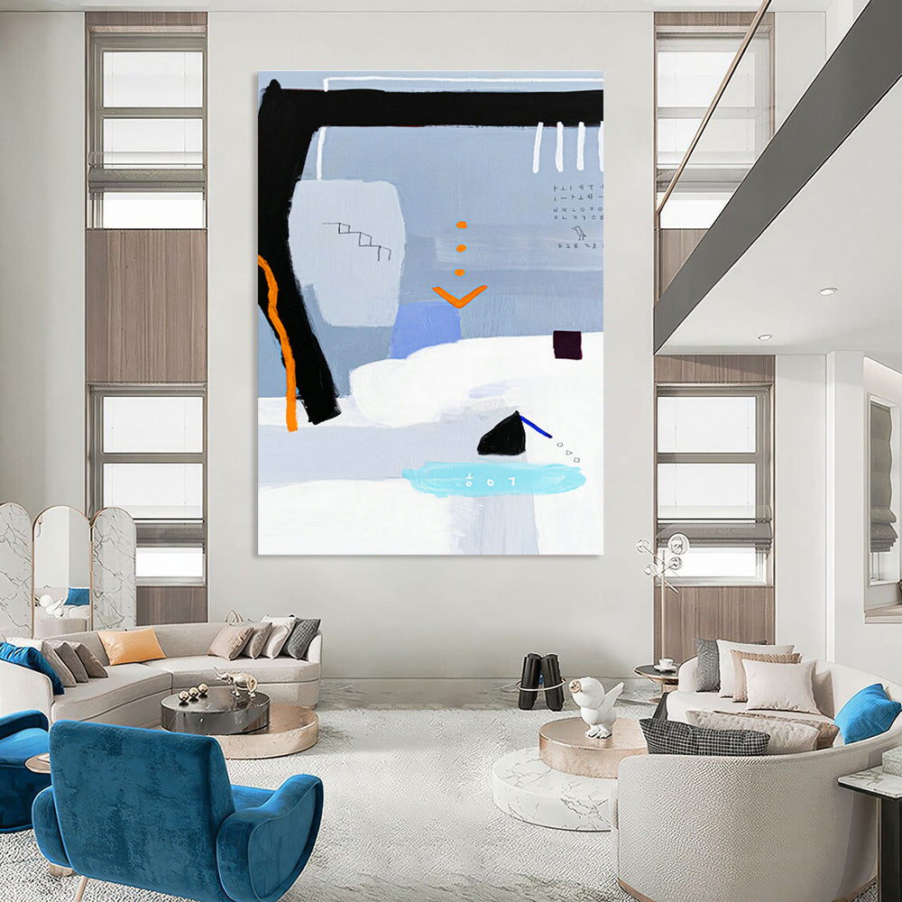 Light Blue Geometric Abstract Art for Scandinavian - Style Home & Art Gallery Pop - Up DLZ1104