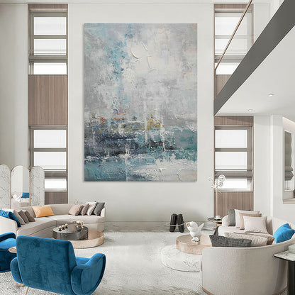 Misty Sea - Scape Abstract Art for Coastal Hotel Lobby & Seaside Home Bedroom DLZ2021