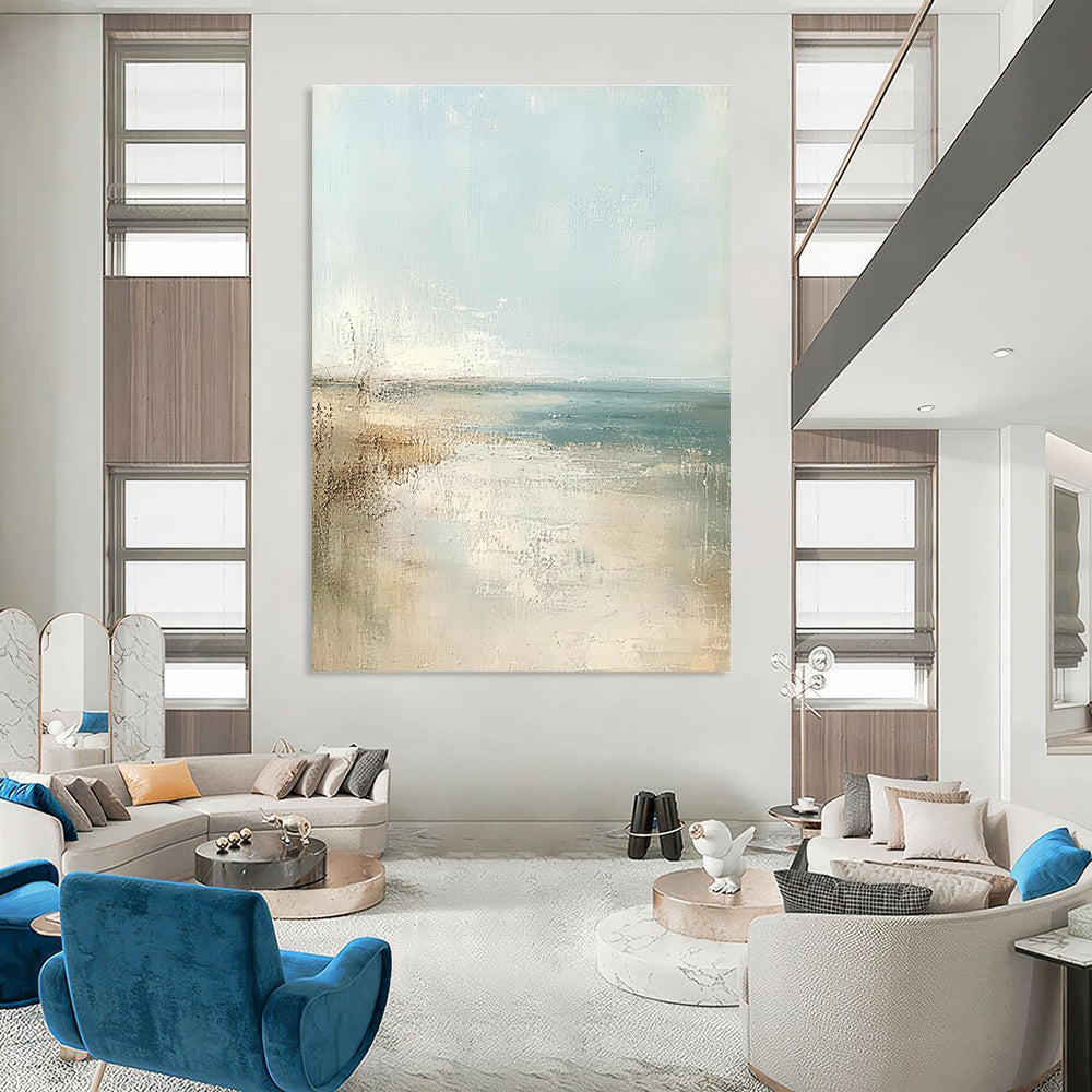 Minimalist Beach Abstract in Soft Tones for Minimalist Bedroom & Meditation Center STSC158