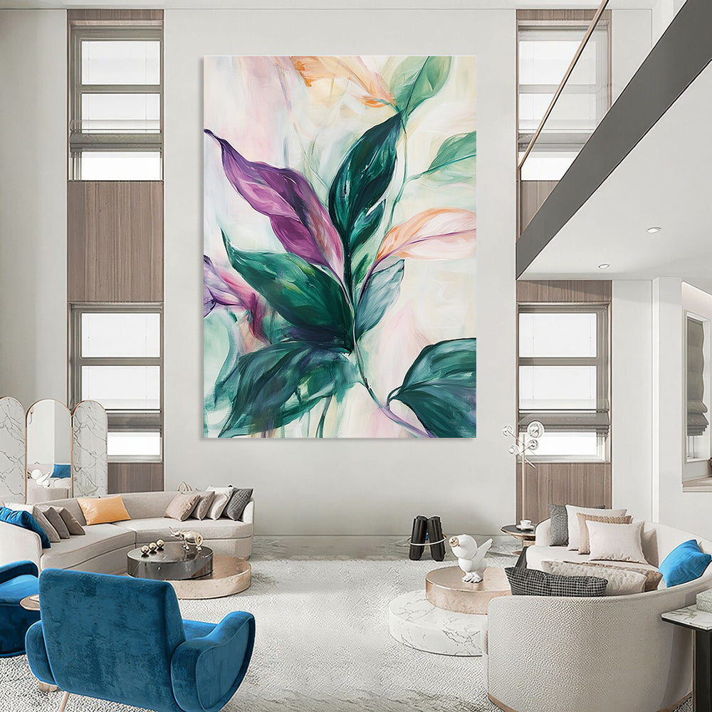 Painted Plant Leaves for Botanical Home Bathroom & Eco - Friendly Restaurant STSC1048
