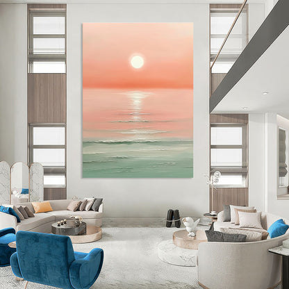 Pink Sunset Sea  Art for Romantic Beach House & Serene Home Bedroom STSC1424