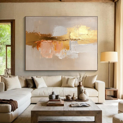 Gold Accent Abstract Art for Luxury Hotel Lobby & Modern Dining Room SC218
