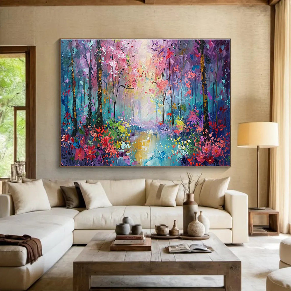 Enchanted Forest Oil Painting for Luxury Spa Retreat Relaxation Rooms DLZ3149
