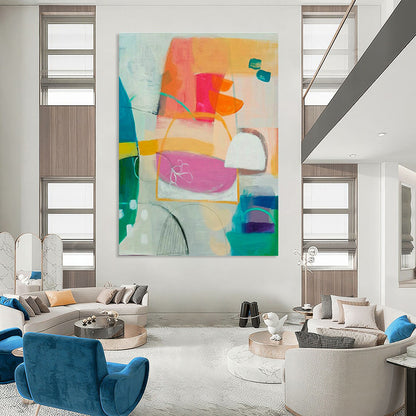 Pink - Orange Abstract Art for Fashion Boutique Fitting Areas DLZ0138