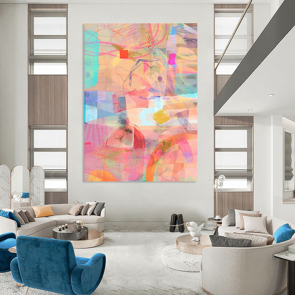 Pink - Toned Abstract Art for Feminine Fashion Studio Lounges DLZ0162