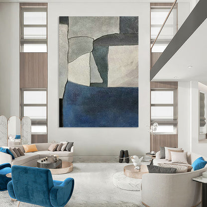 Gray - Blue Geometric Abstract for Office Cubicle Area & Urban Condo DLZ0579