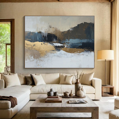 Gold - Accented Landscape Abstract Art for Luxury Hotel Lobby & Upscale Home Office SC226