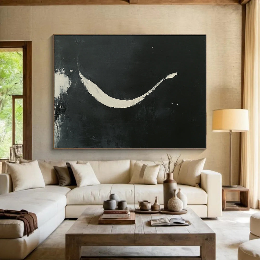 Black and White Stroke Art for Minimalist Bedroom & Modern Gallery SC186